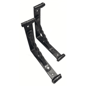 Pair of hand-forged heavy-duty steel wall brackets for custom shelving