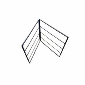 Heavy-duty steel grid holder supporting a grill over an open wood fire