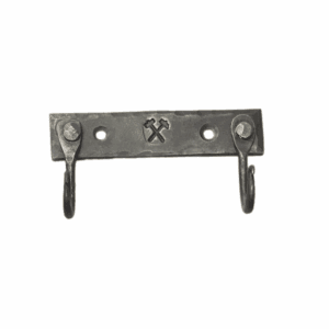 Hand-forged black steel keyring rack with hooks